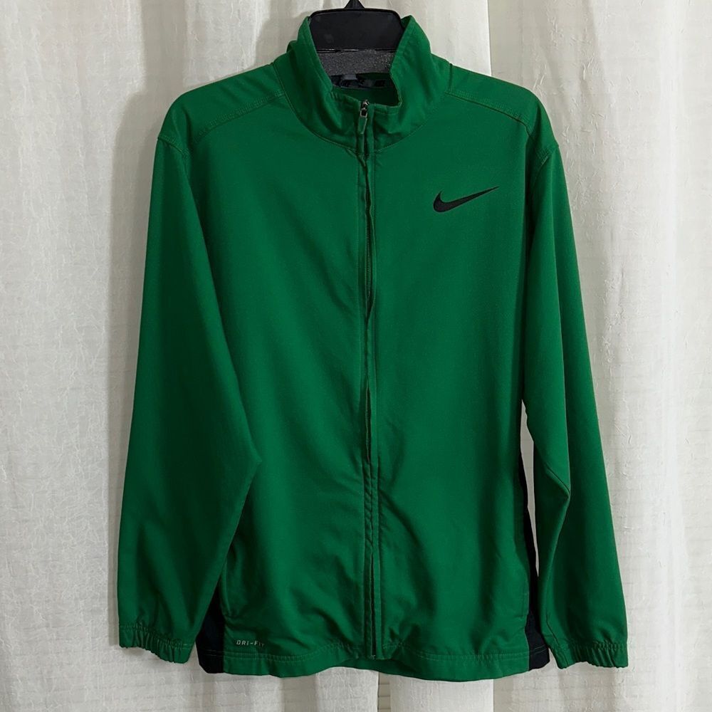 NIKE M Men’s Green Black Baby Windbreaker Full Zip Athletic Tech Track Jacket